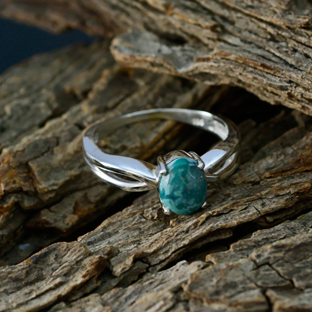 Turquoise Solitaire Japanese 925 Sterling Silver Blue Gems Delicate Feminine Ring Jewelry - Image 3