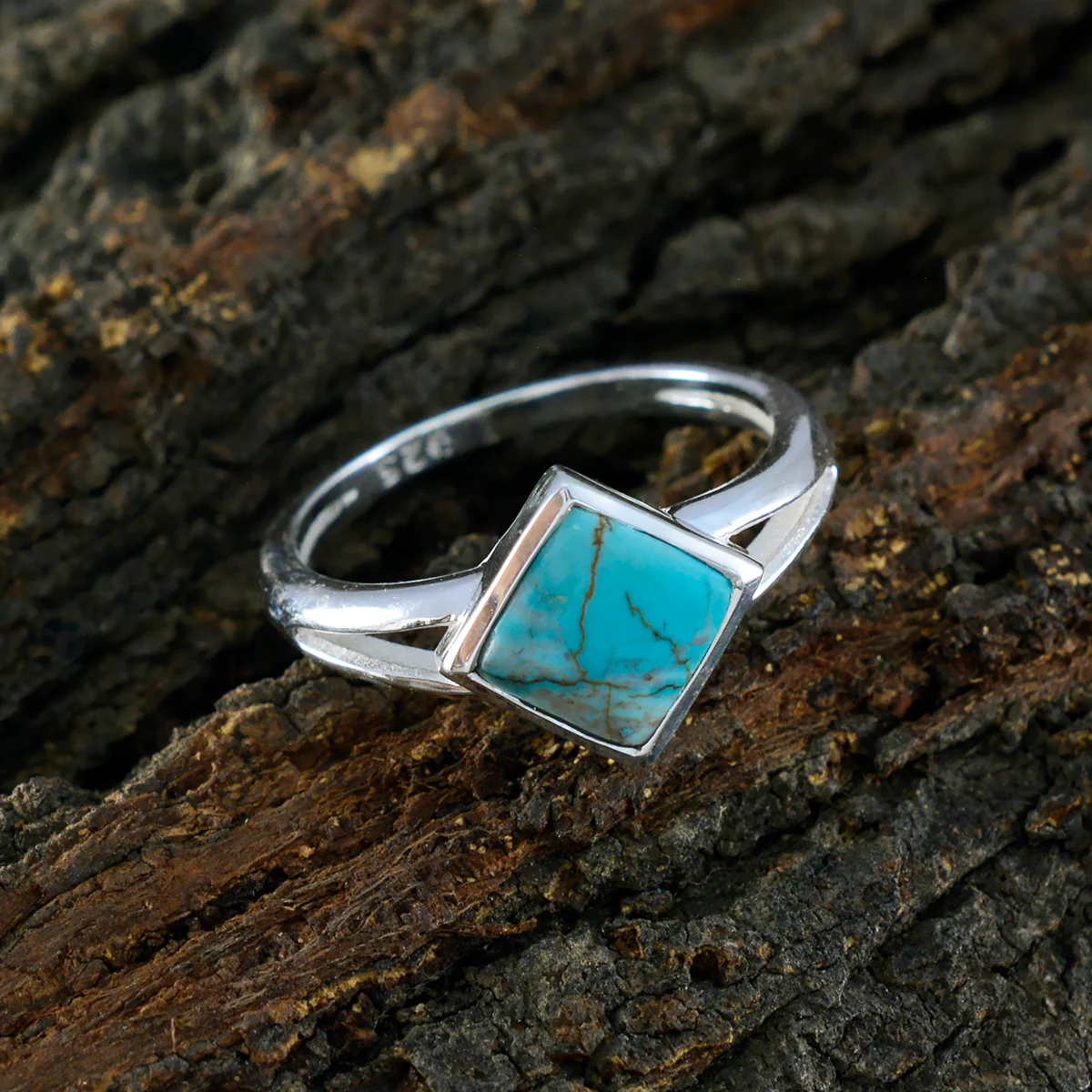 Turquoise Solitaire Japanese Silver Blue Gems Dainty Luxurious Ring Jewellery - Image 3