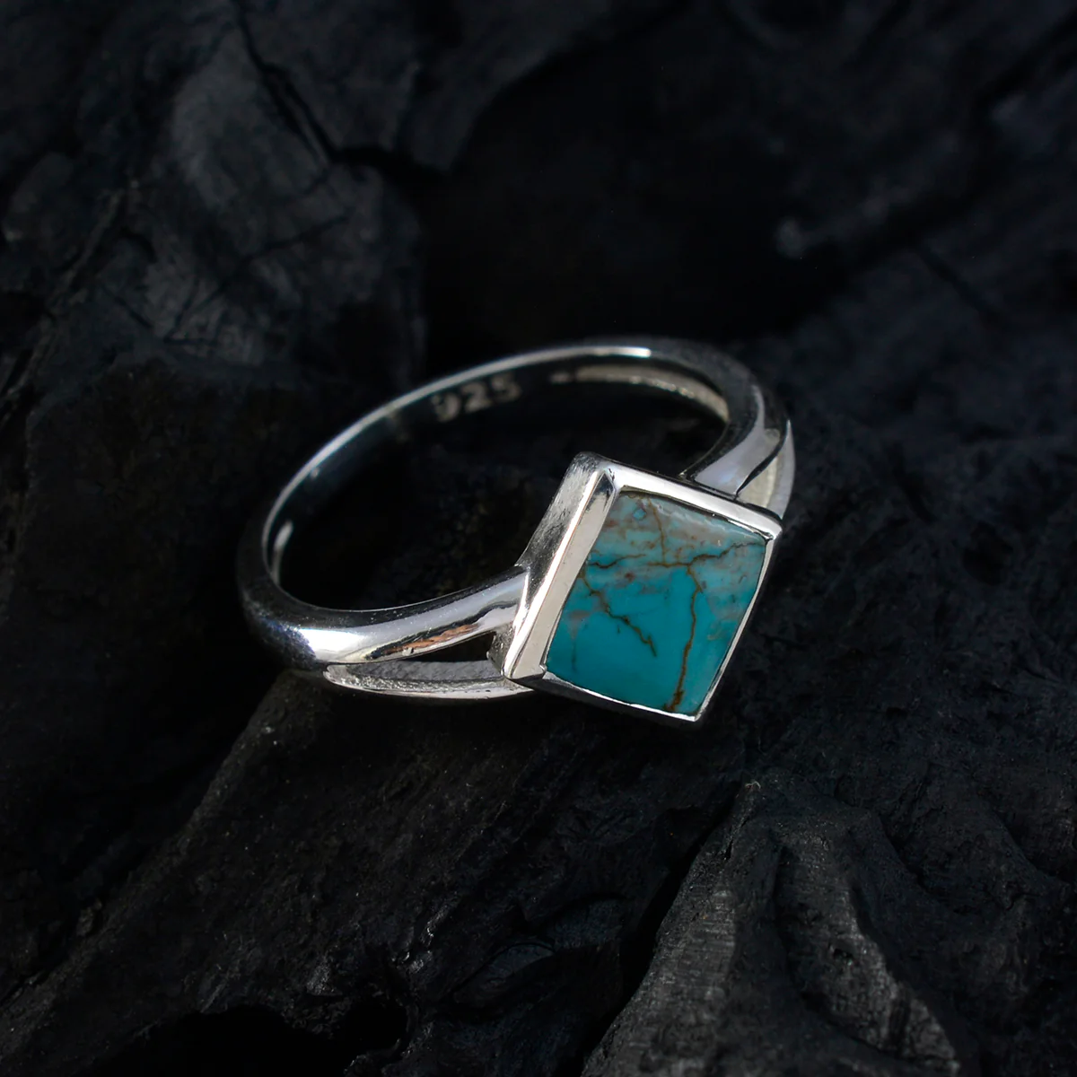Turquoise Solitaire Japanese Silver Blue Gems Dainty Luxurious Ring Jewellery - Image 4