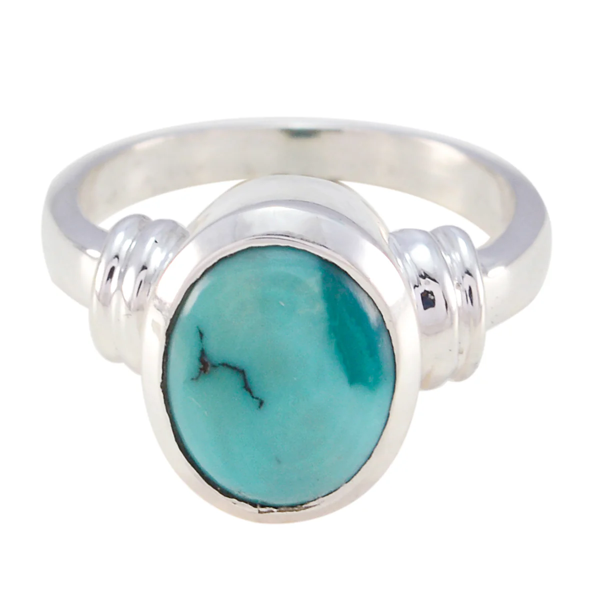 Turquoise Solitaire Moroccan 925 Silver Blue Gems Minimal Boho Ring Jewelry - Image 3