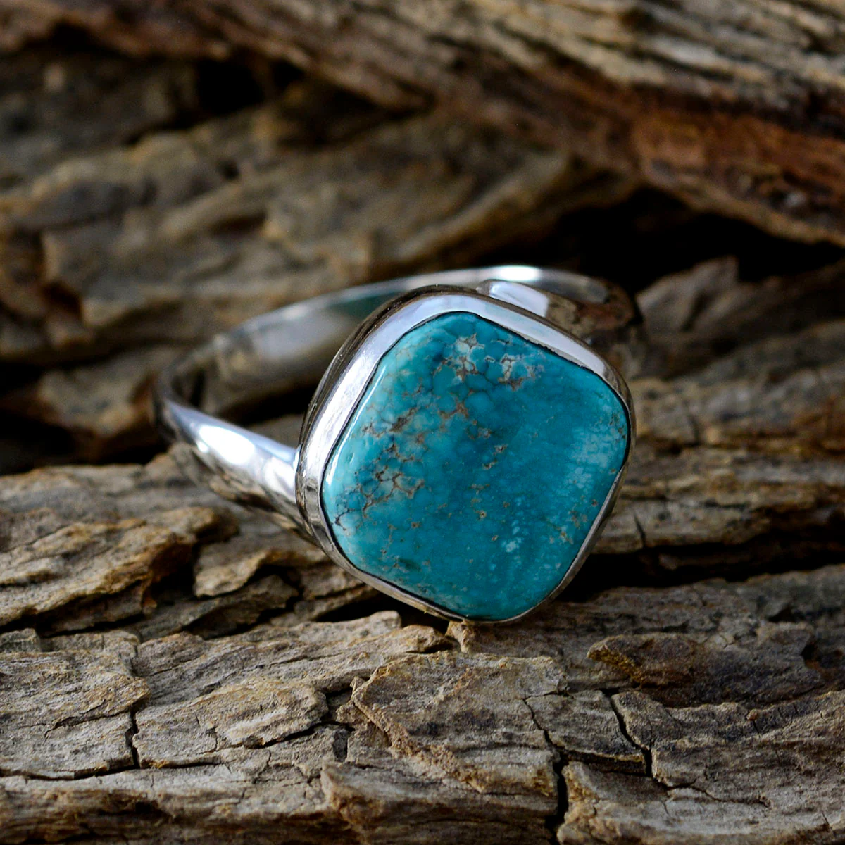 Turquoise Solitaire Moroccan 925 Sterling Silver Blue Gemstone Minimal Modern Ring Jewelry - Image 4