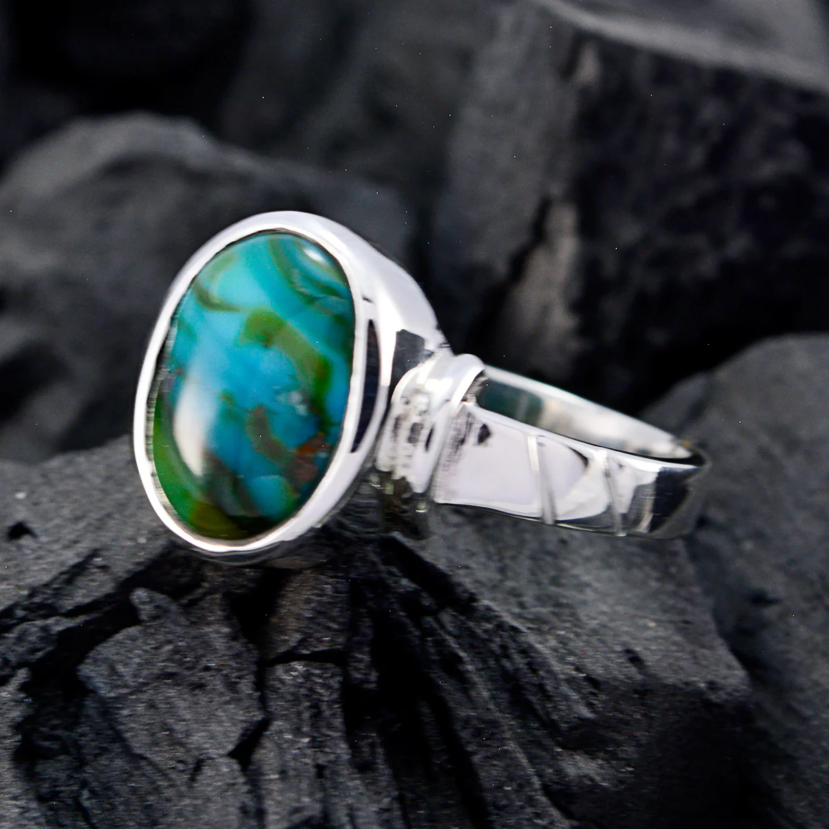 Turquoise Solitaire Moroccan 925 Sterling Silver Blue Gemstones Classic Luxurious Ring Jewellery - Image 4