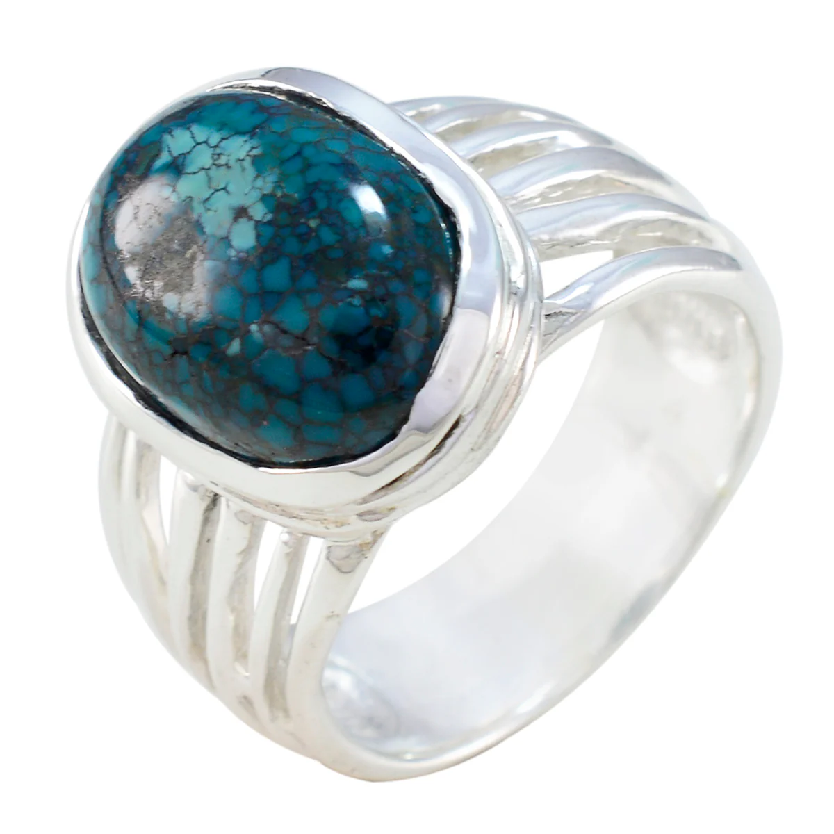 Turquoise Solitaire Spanish 92.5 Silver Blue Gems Statement Armor Ring Jewelry - Image 2