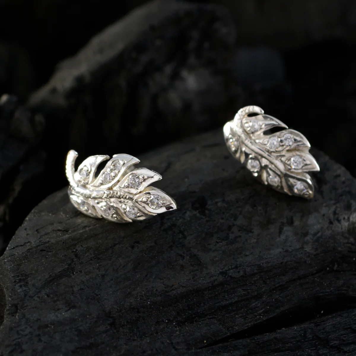 White CZ American Antonia multiple Stud White 925 Silver Earring - Image 2