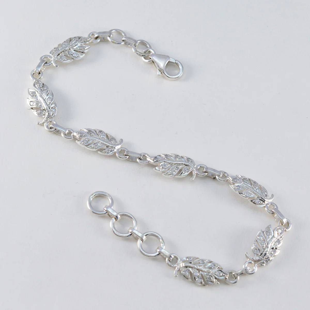 White CZ Gin Day Elegant White Silver Links Bracelet - Image 3