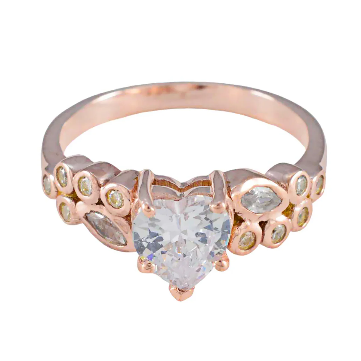White CZ Halo American 92.5 Silver White Gems Whisper-thin Heart Ring Jewellery
