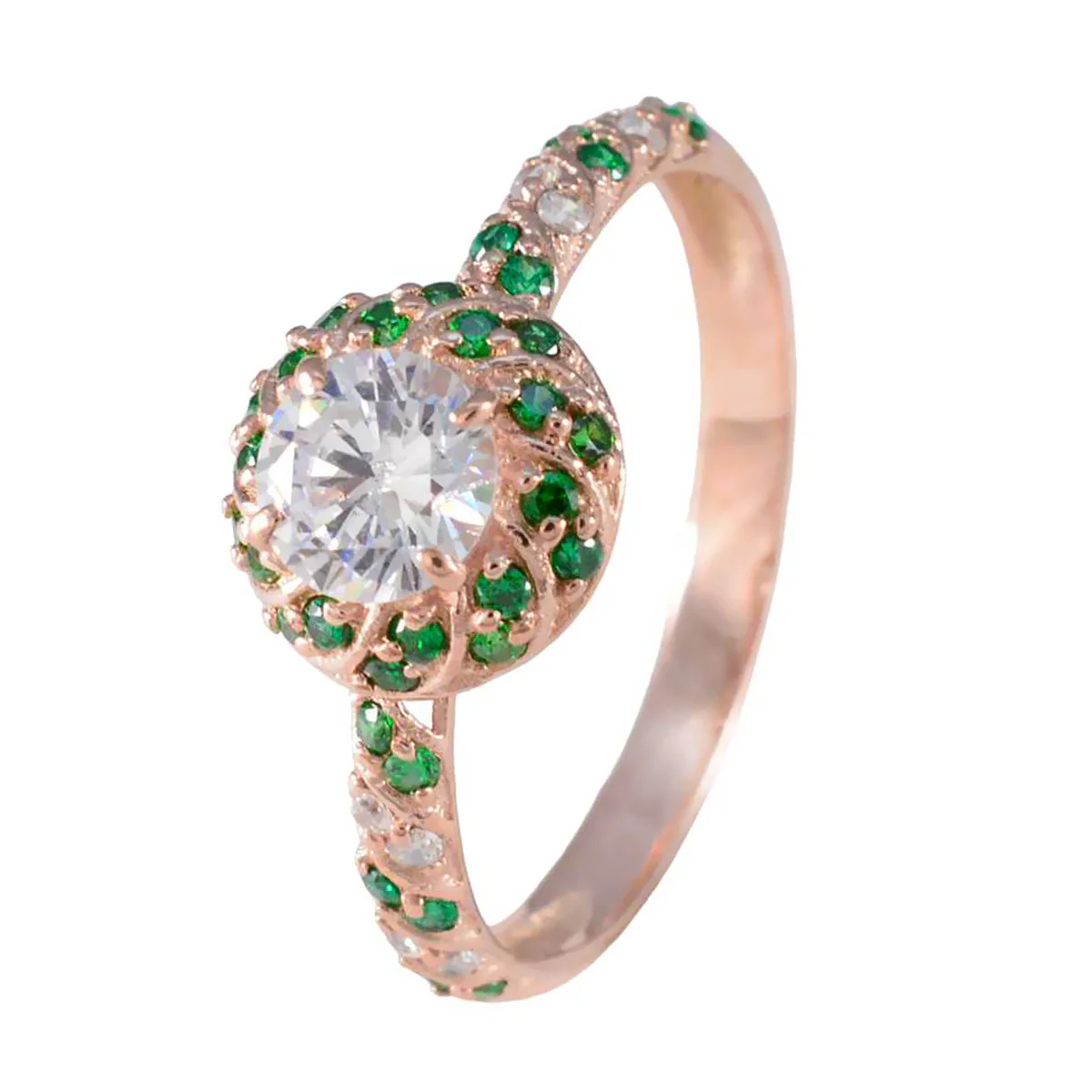 White CZ Halo American 925 Sterling Silver White Gemstone Minimalist Glamorous Ring Jewellery - Image 2