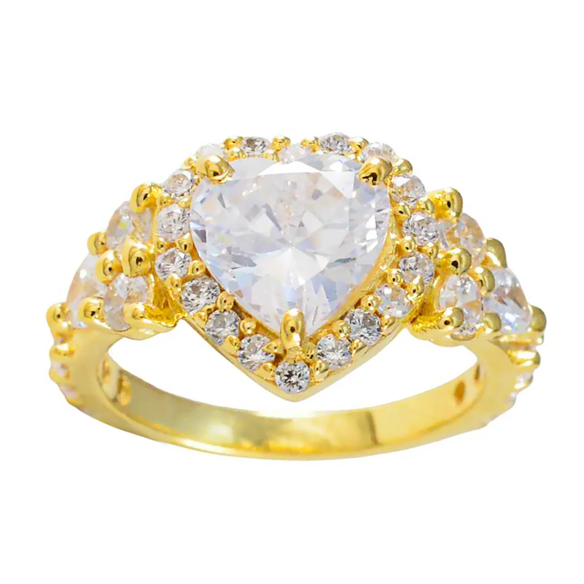 White CZ Halo Indian 92.5 Silver White Gems Whisper-thin Heart Ring Jewelry - Image 3