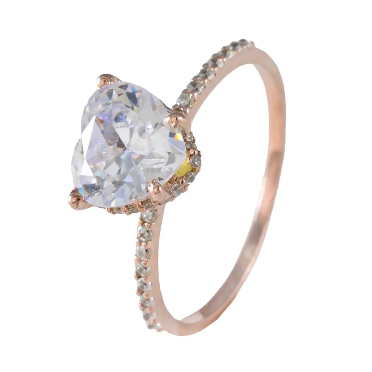 White CZ Halo Indian Silver White Gemstones Whisper-thin Heart Ring Jewelry - Image 2