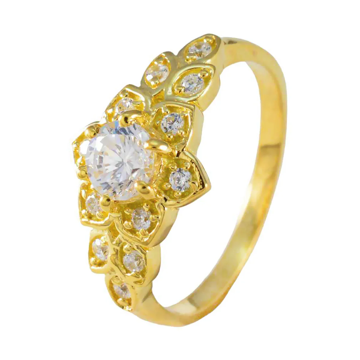 White CZ Halo Indian Sterling Silver White Gems Delicate Modern Ring Jewelry - Image 2