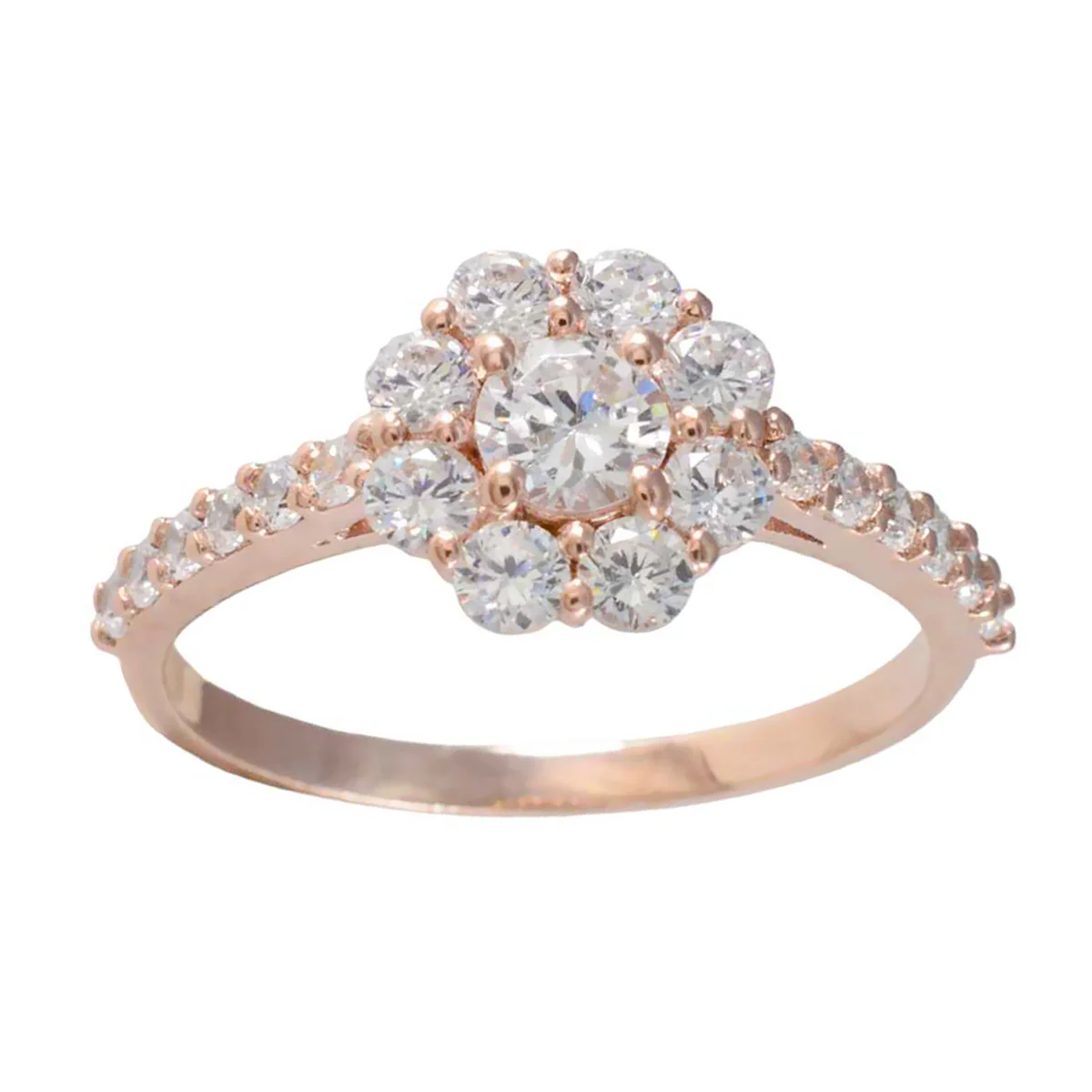 White CZ Halo Korean 925 Silver White Gemstone Delicate Graceful Ring Jewelry - Image 3