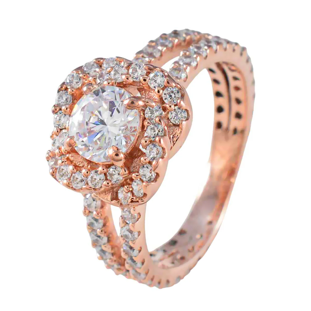White CZ Halo Latin American 925 Silver White Gemstone Whisper-thin Engagement Ring Jewellery - Image 2