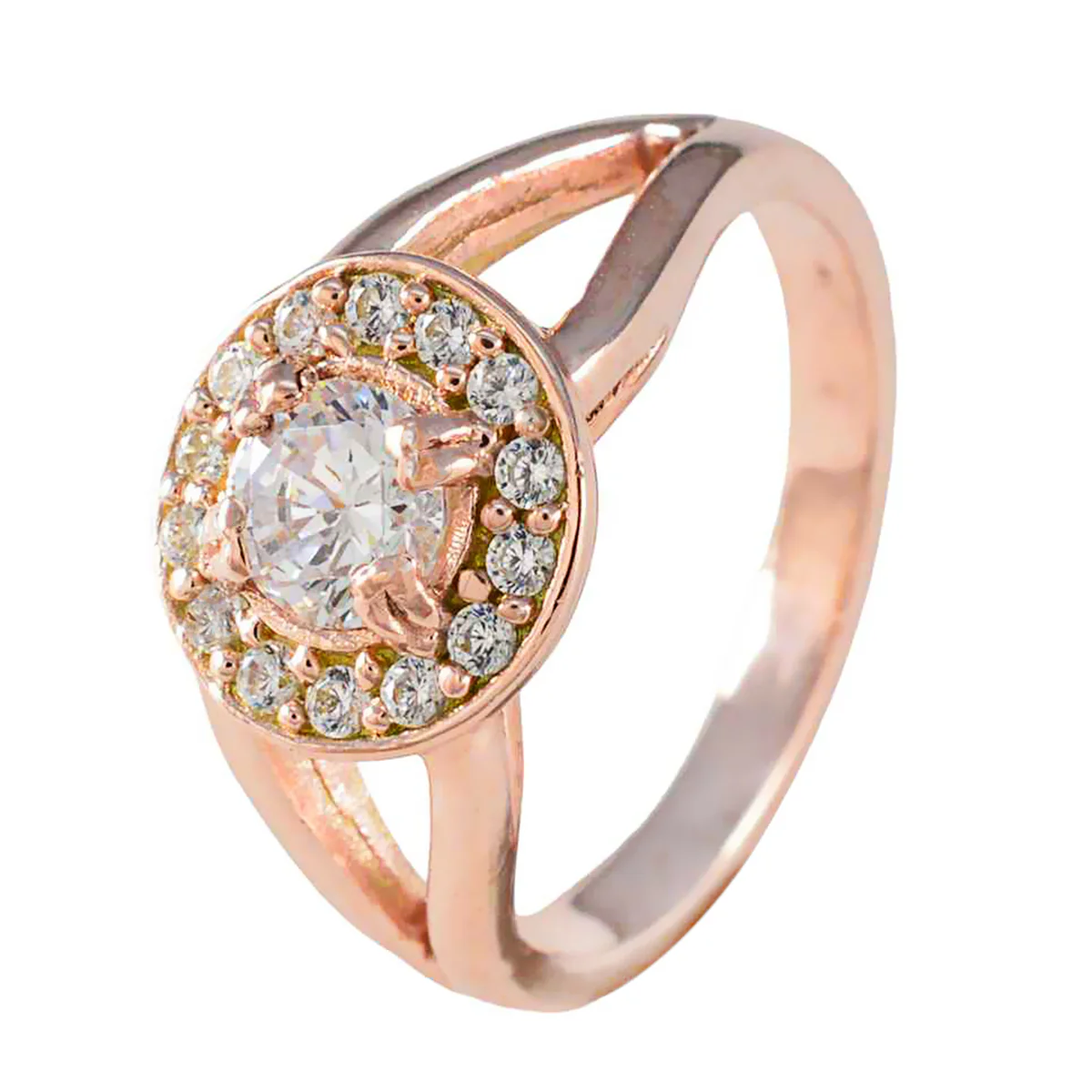 White CZ Halo Latin American Silver White Gemstones Whisper-thin propsel Ring Jewellery - Image 2