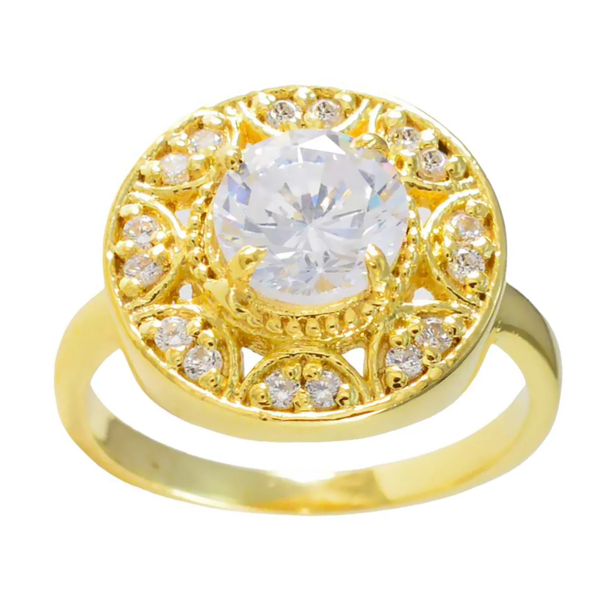 White CZ Halo Latin American Silver White Gemstones Whisper-thin wedding Ring Jewellery - Image 3
