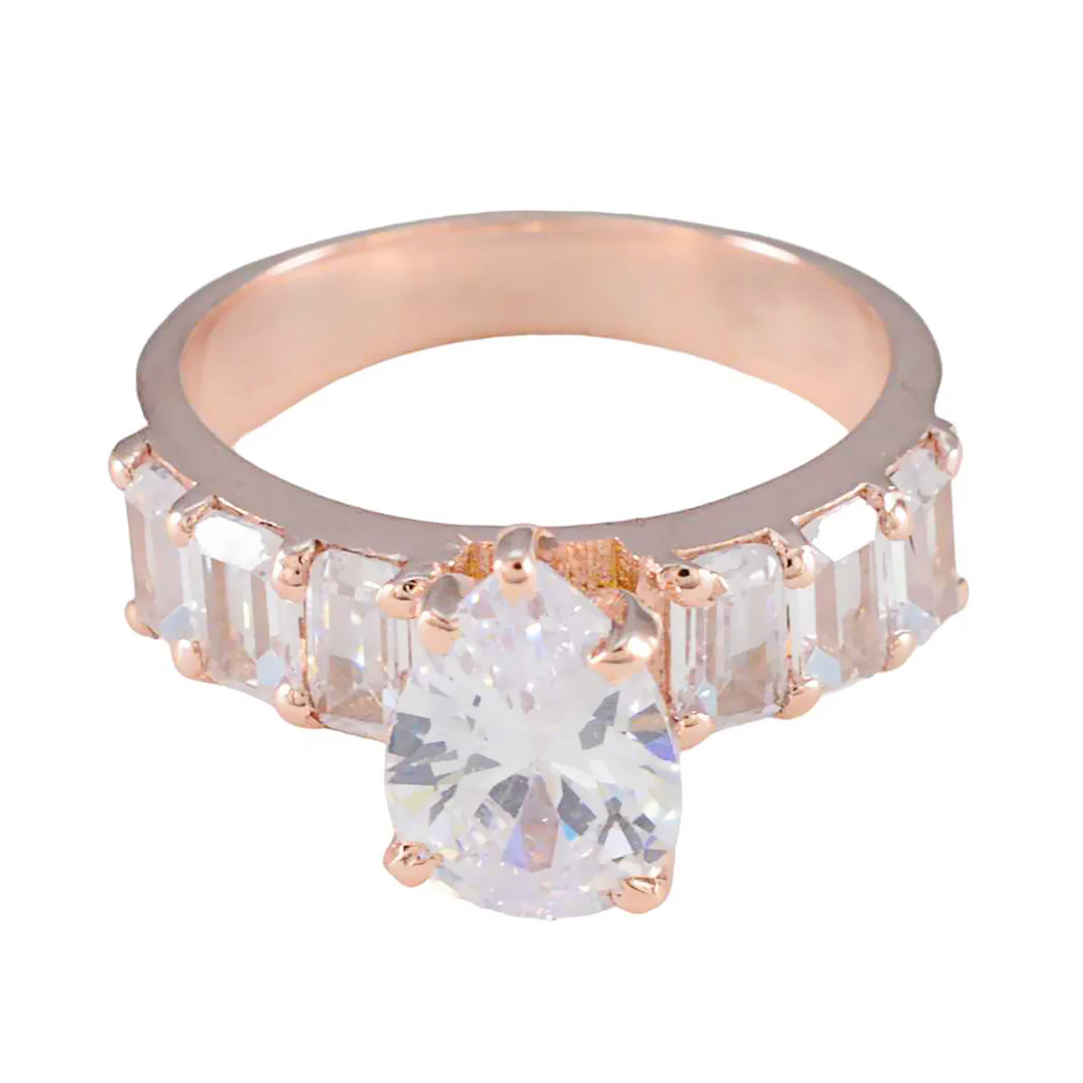 White CZ Hepta Indian 925 Sterling Silver White Gemstones Slim Love Ring Jewelry