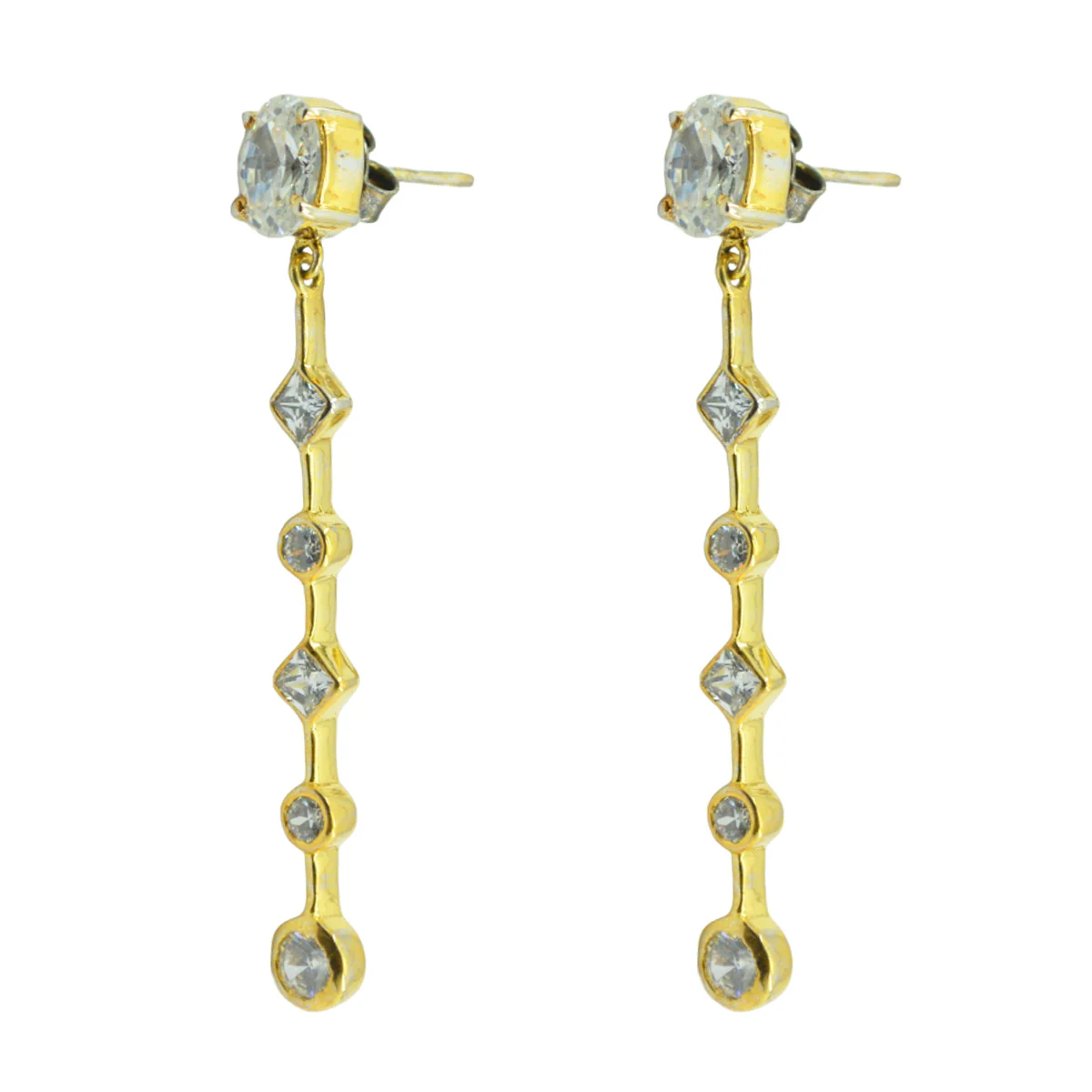 White CZ Indian Dewi multiple Stud White Silver Earring - Image 2