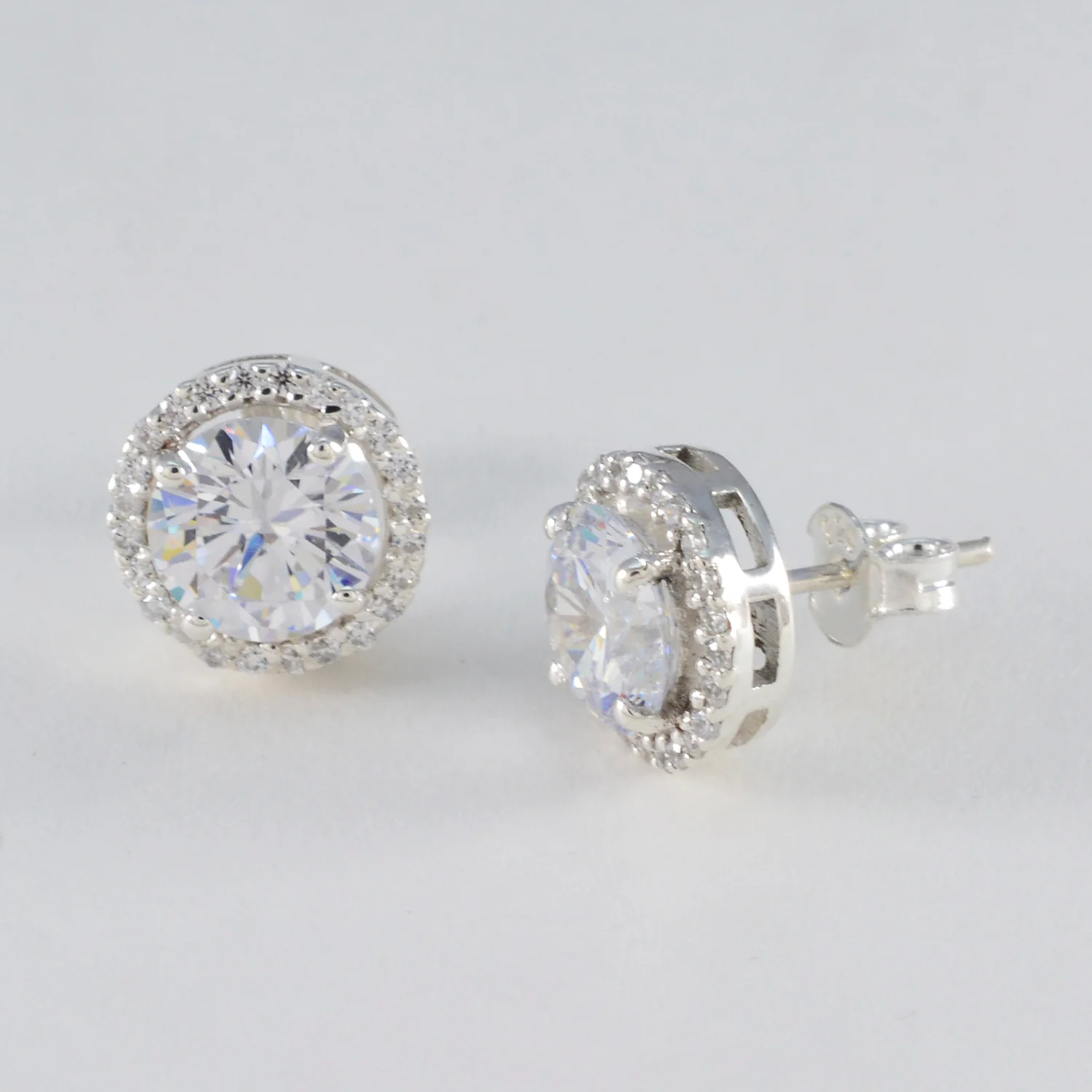 White CZ Japanese Julia multiple Stud White Sterling Silver Earring - Image 2