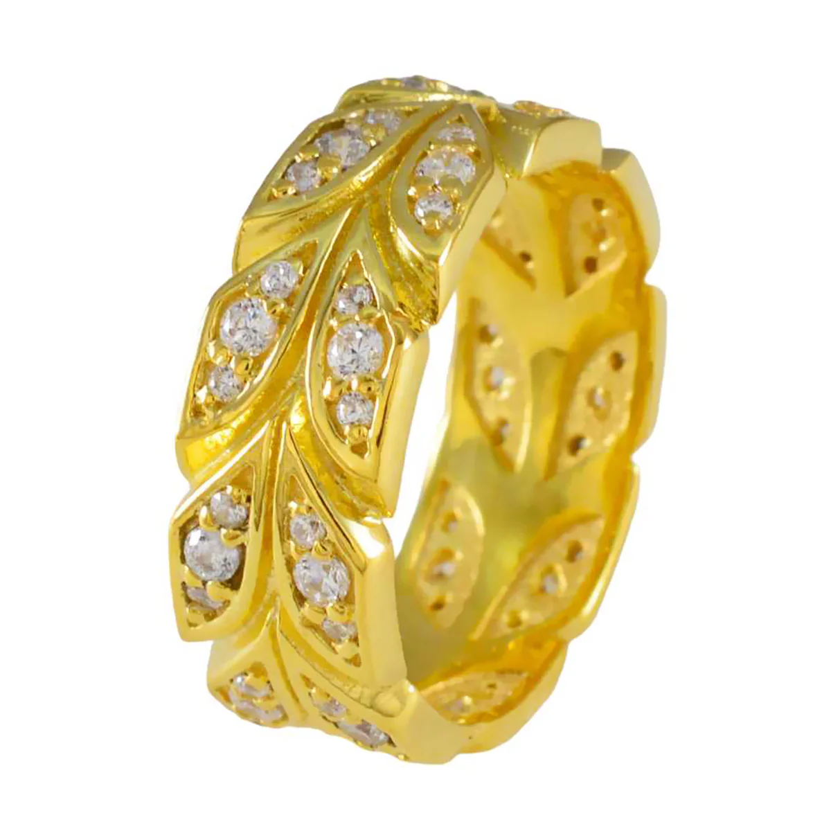 White CZ multiple Indian Silver White Gems Minimal Eternity Band Jewelry - Image 2