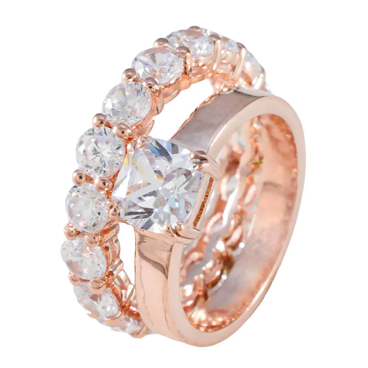 White CZ multiple Korean 92.5 Silver White Gemstone Eye-catching wedding Ring Jewelry - Image 2