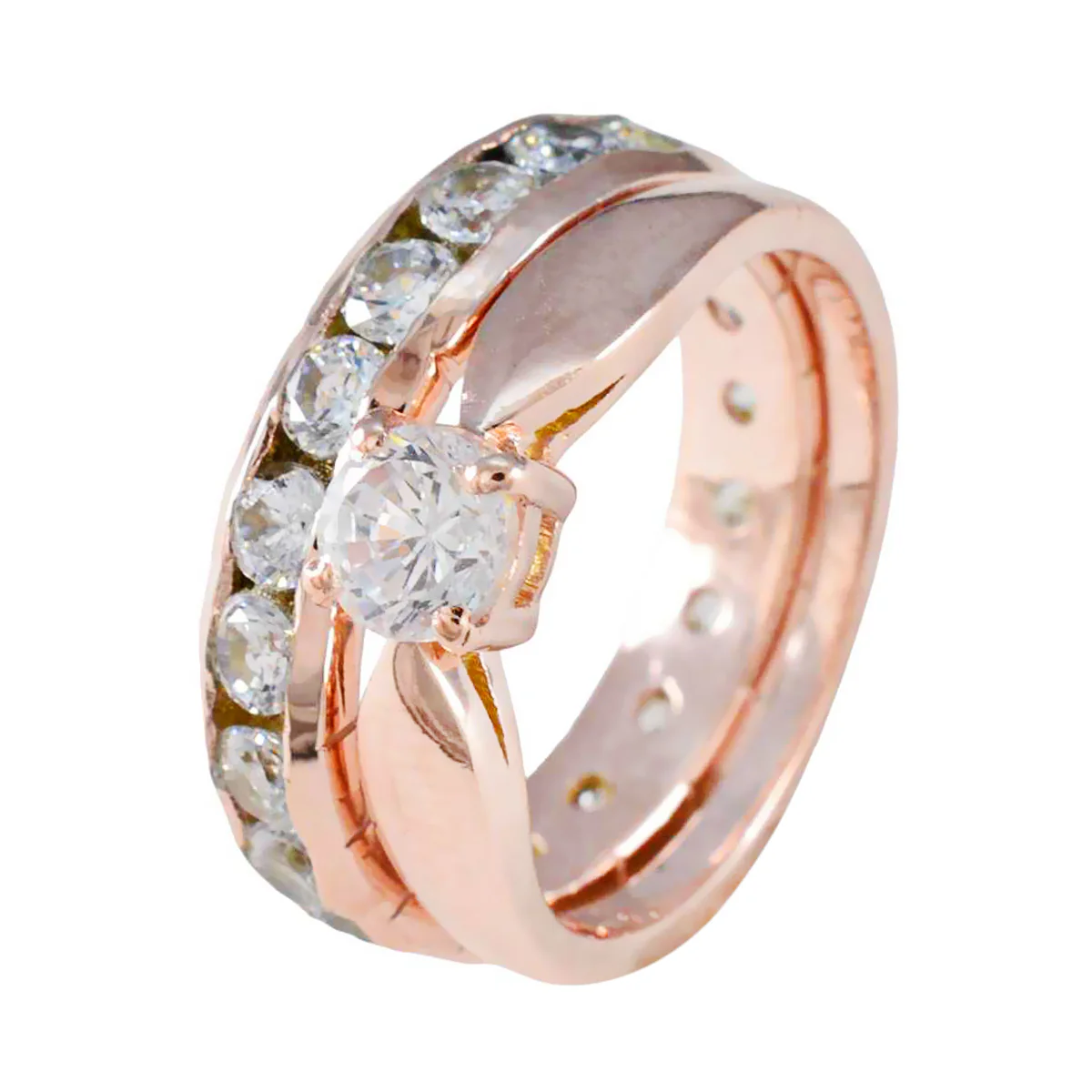 White CZ multiple Latin American 925 Silver White Gemstone Minimal Engagement Ring Jewellery - Image 2
