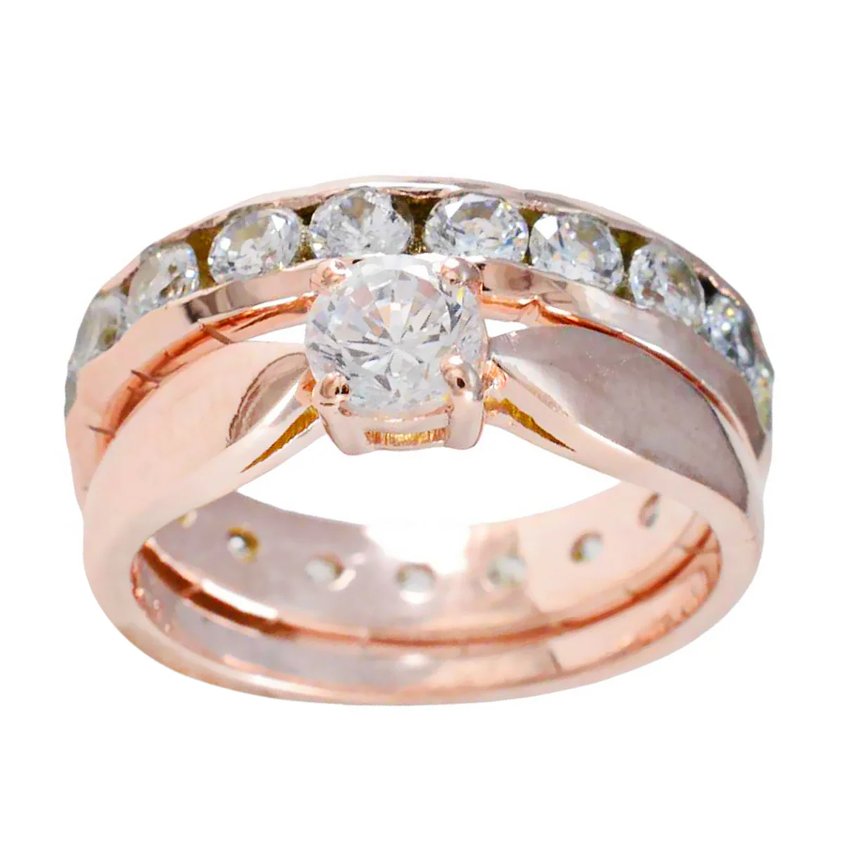 White CZ multiple Latin American 925 Silver White Gemstone Minimal Engagement Ring Jewellery - Image 3