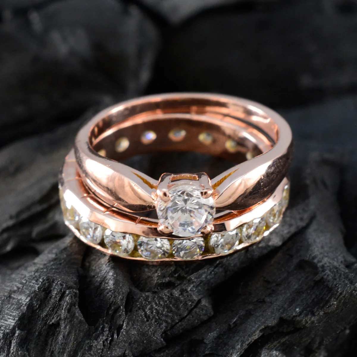 White CZ multiple Latin American 925 Silver White Gemstone Minimal Engagement Ring Jewellery - Image 4
