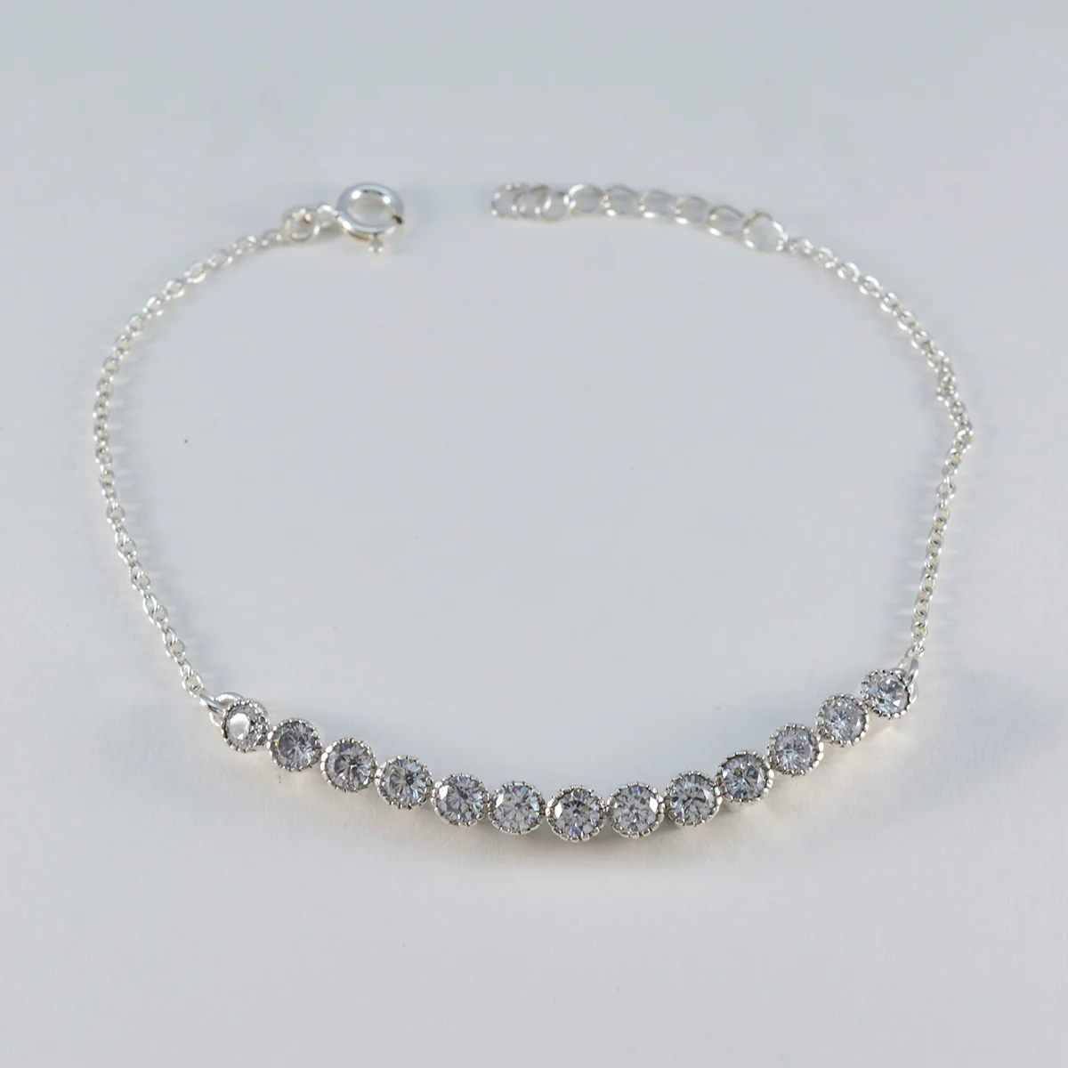 White CZ Nutella Day Whisper-thin White Sterling Silver Tennis Bracelet - Image 2