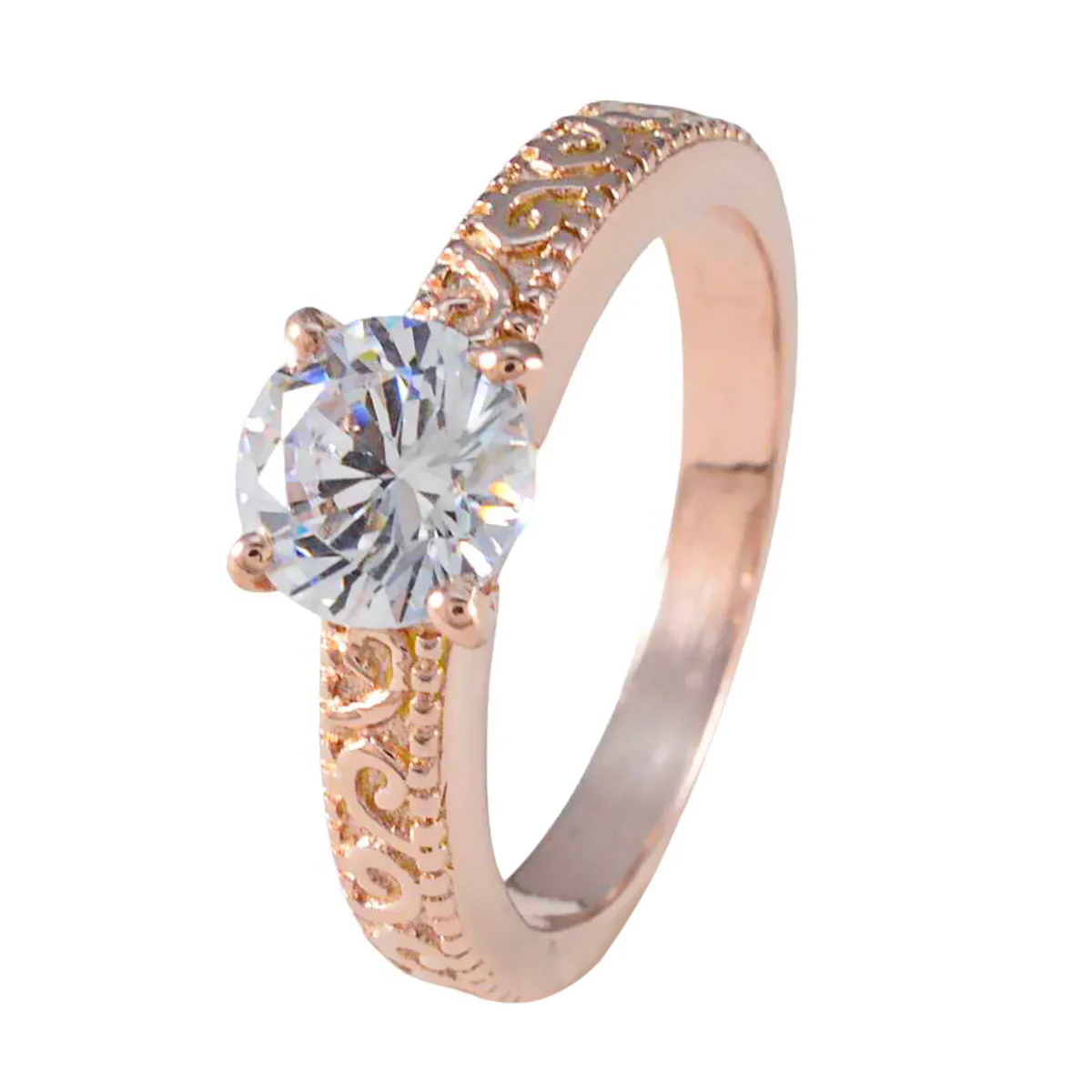 White CZ Solitaire American Sterling Silver White Gems Whisper-thin Graceful Ring Jewelry - Image 2