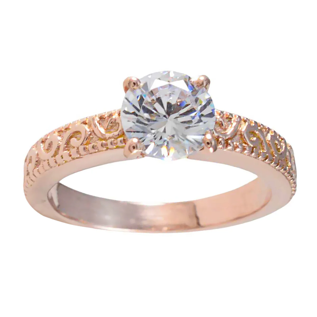 White CZ Solitaire American Sterling Silver White Gems Whisper-thin Graceful Ring Jewelry - Image 3
