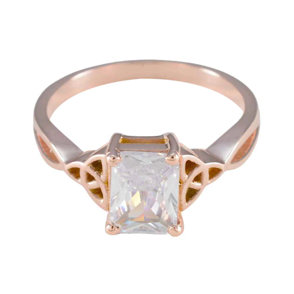 White CZ Solitaire Korean 925 Silver White Gems Delicate Fairytale Ring Jewelry