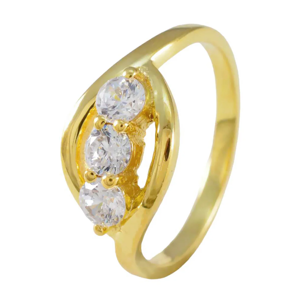 White CZ Trilogy American 925 Silver White Gems Delicate Feminine Ring Jewellery - Image 2