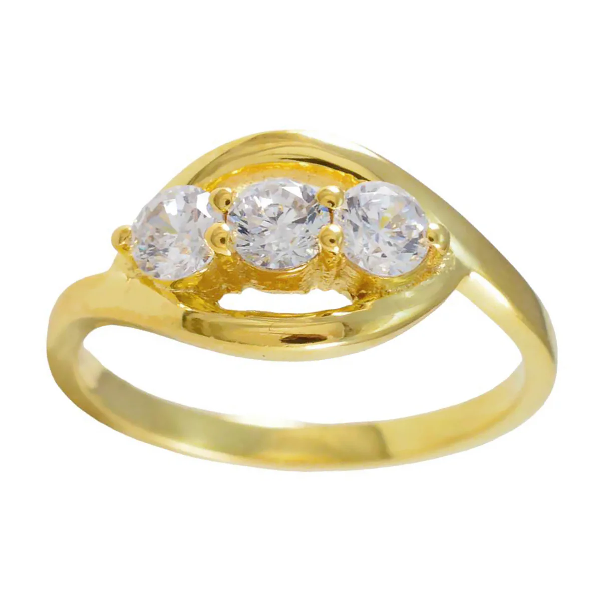 White CZ Trilogy American 925 Silver White Gems Delicate Feminine Ring Jewellery - Image 3