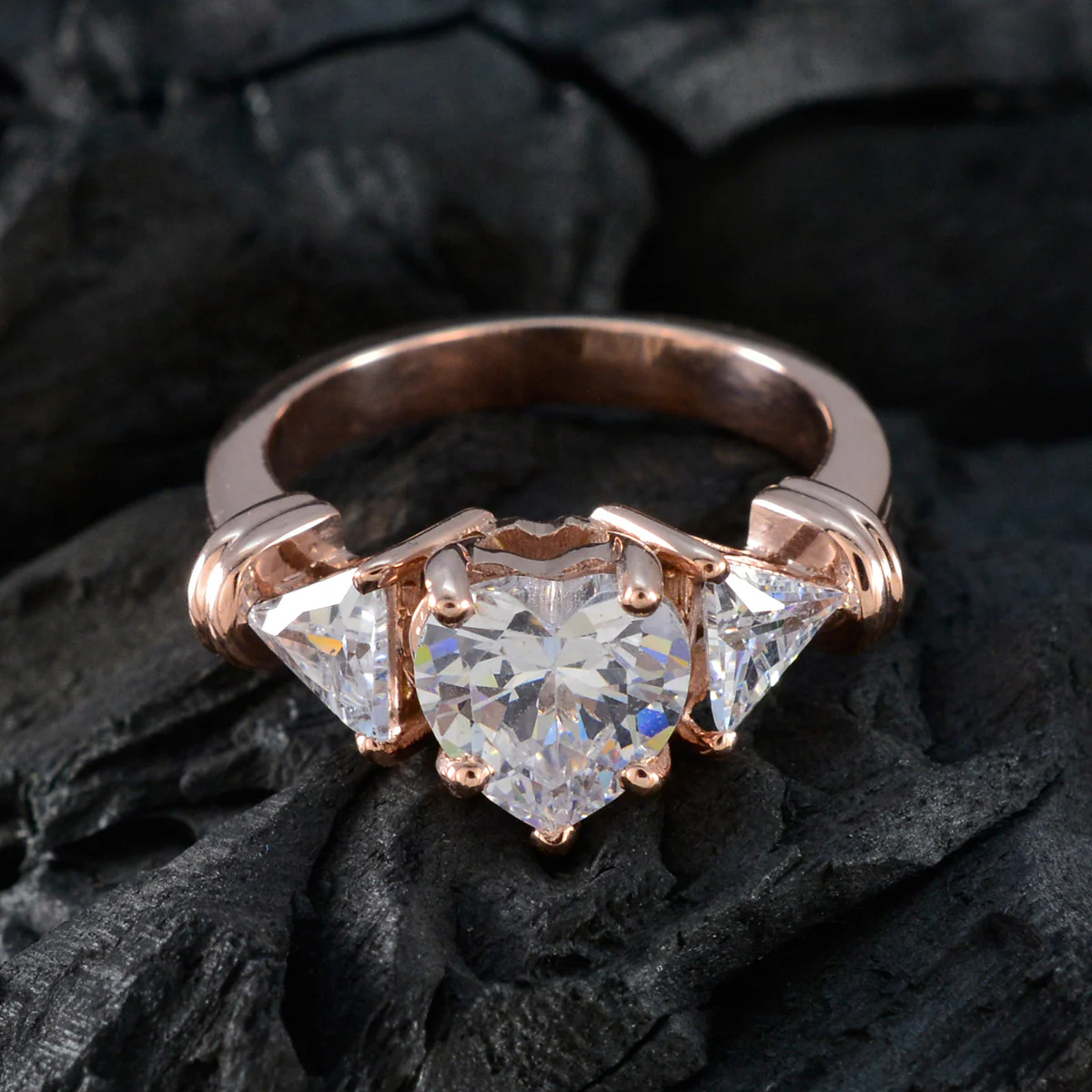 White CZ Trilogy Indian 92.5 Silver White Gems Slim Trendy Ring Jewelry - Image 4